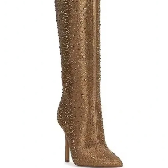 NEW Jessica Simpson Laurel Knee High Heel Boot Rhinestone Embellished 7.5M - Picture 1 of 12